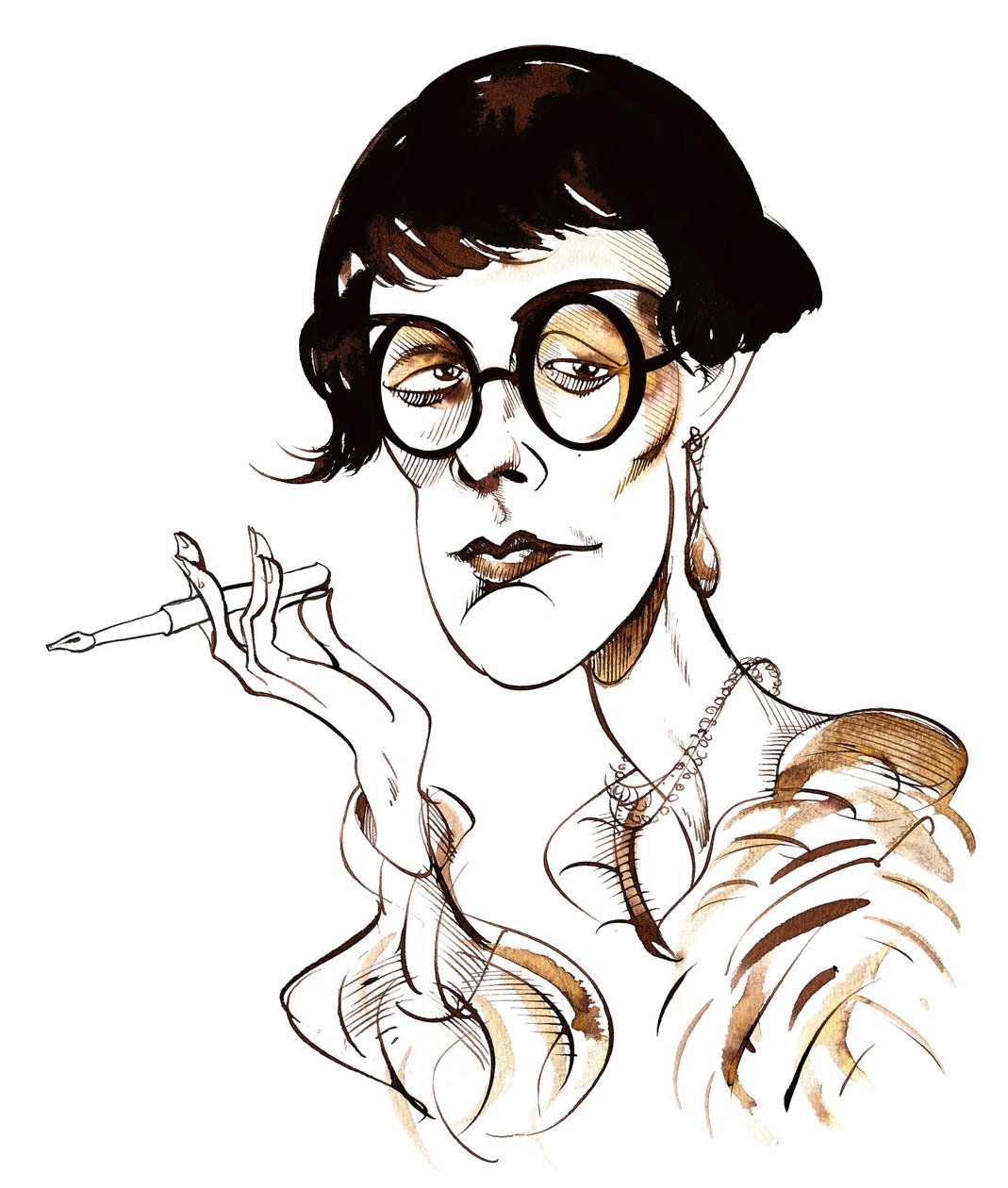 Sylvia Townsend Warner - caneta de caricatura de Neale Osborne