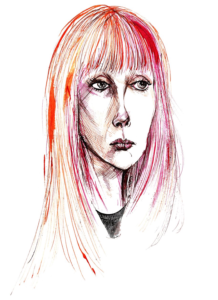 Sylvie Guillem - retrato de tinta a cores de Neale Osborne