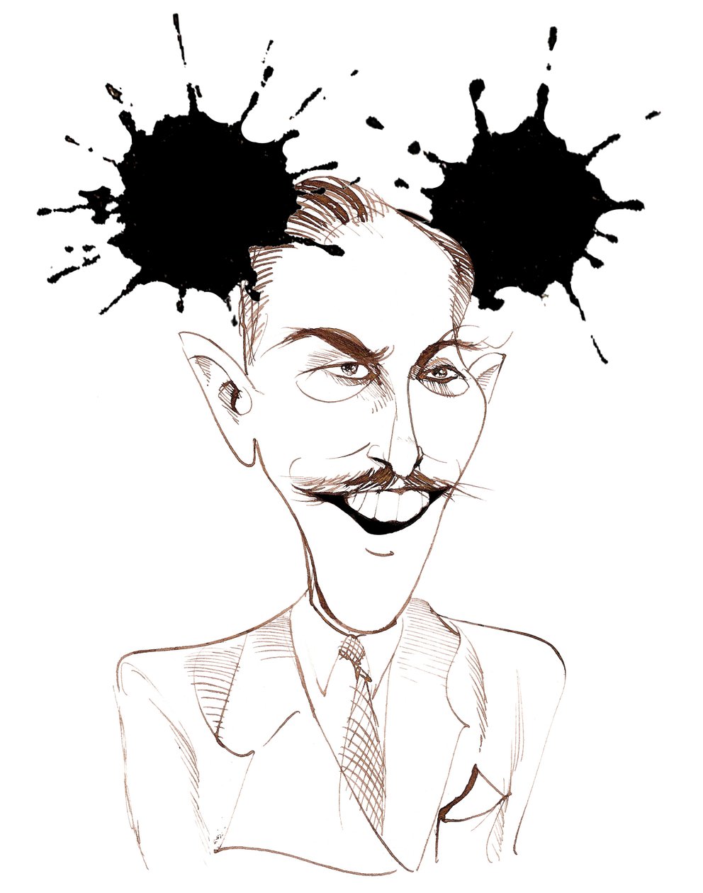 Walt Disney, produtor de cinema americano, magnata de negócios, cartunista e animador; Caricaturado com Mickey Mouse de Neale Osborne