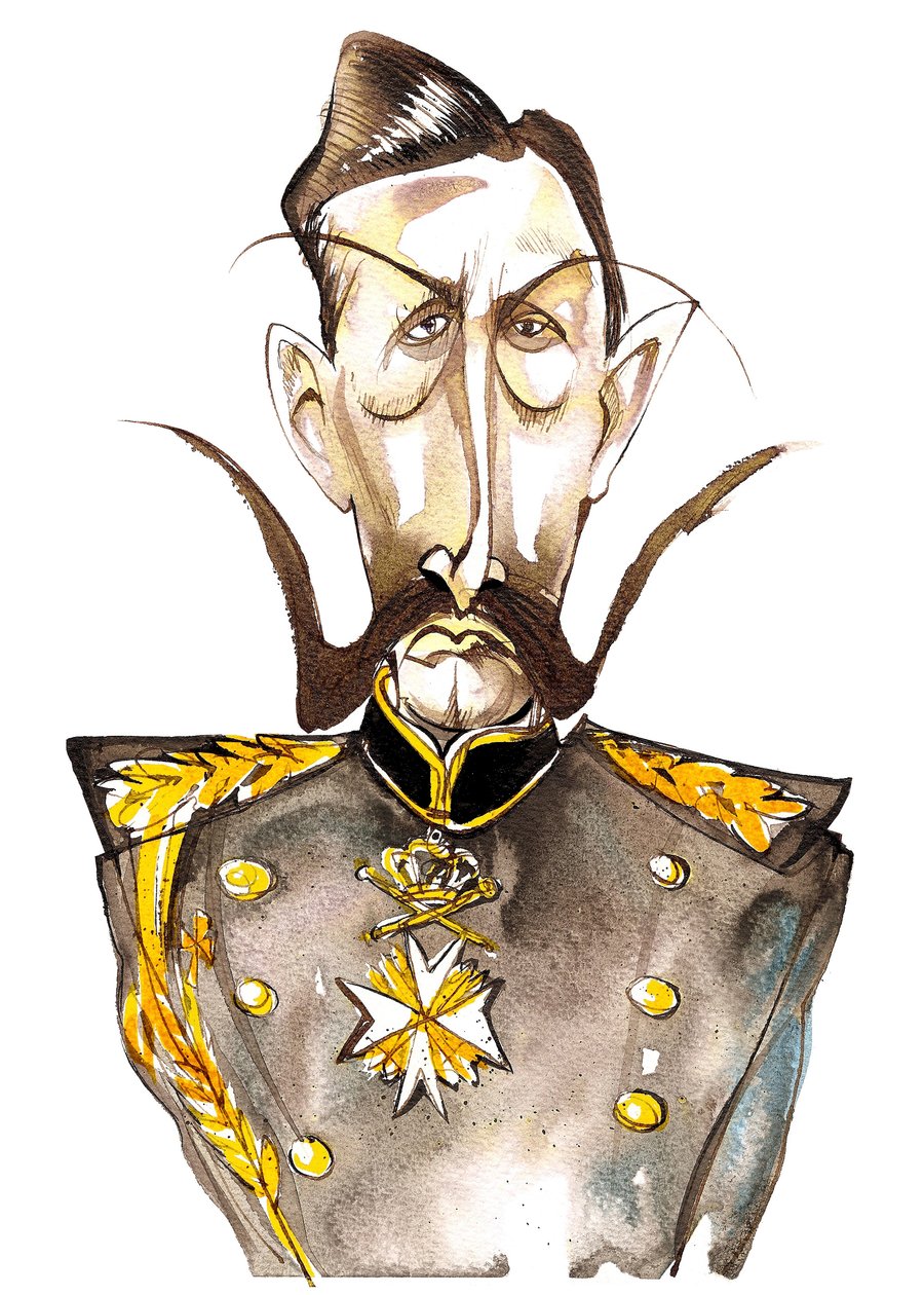 Guilherme o segundo, imperador da Alemanha; Rei da Prússia (1859-1941); caricatura de cores de Neale Osborne
