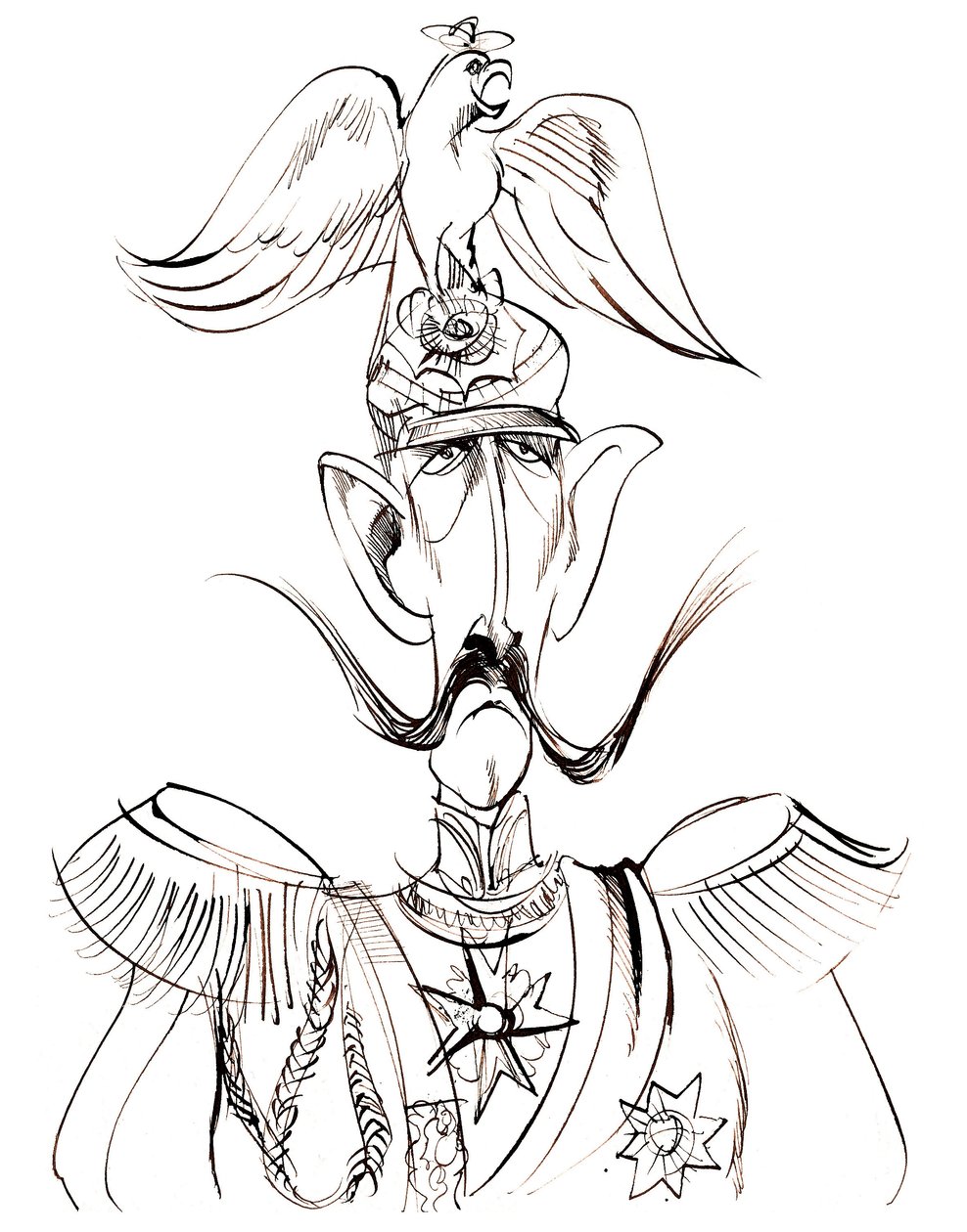 Guilherme o segundo, imperador da Alemanha; Rei da Prússia (1859-1941); caricatura com capacete de águia de Neale Osborne