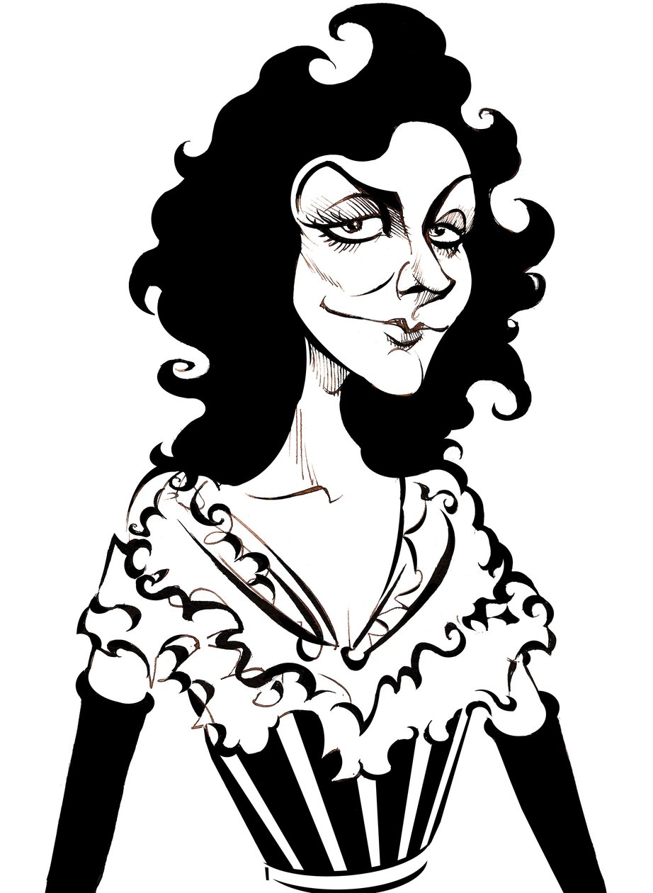 Yvette Guilbert, atriz francesa e cantora de cabaré, (1867 - 1944) caricatura de Neale Osborne