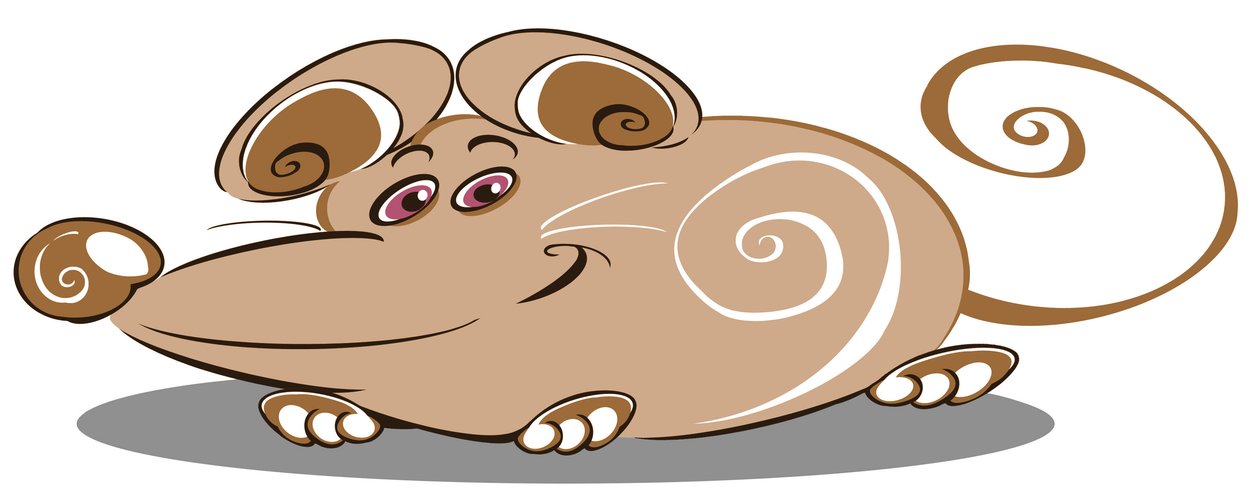 Rato castanho encaracolado - desenho animado de Neale Osborne