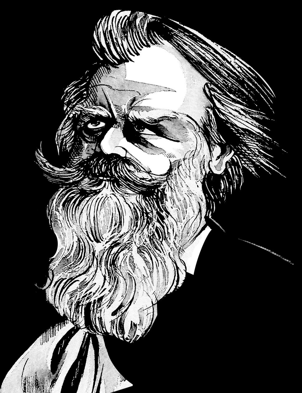 Johannes Brahms, compositor alemão (1833-97), caricatura em aquarela cinza de Neale Osborne