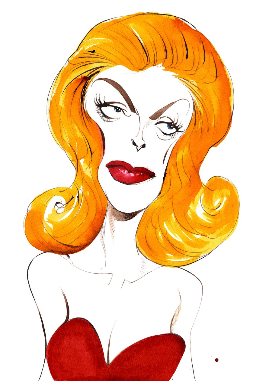 Julie London Cantora e atriz americana (1926-2000); caricatura colorida, 2015 de Neale Osborne