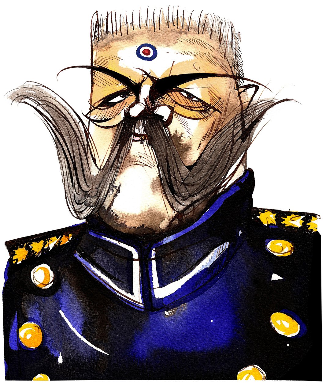 Paul von Hindenburg - nascido na Polônia, general alemão e presidente (1847-1934); caricatura de cores de Neale Osborne