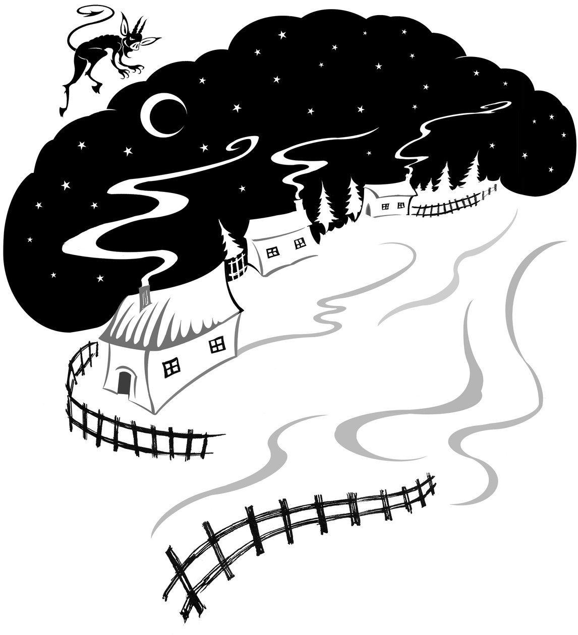 Snowswept Village, 2022 (Tinta e Digital) de Neale Osborne
