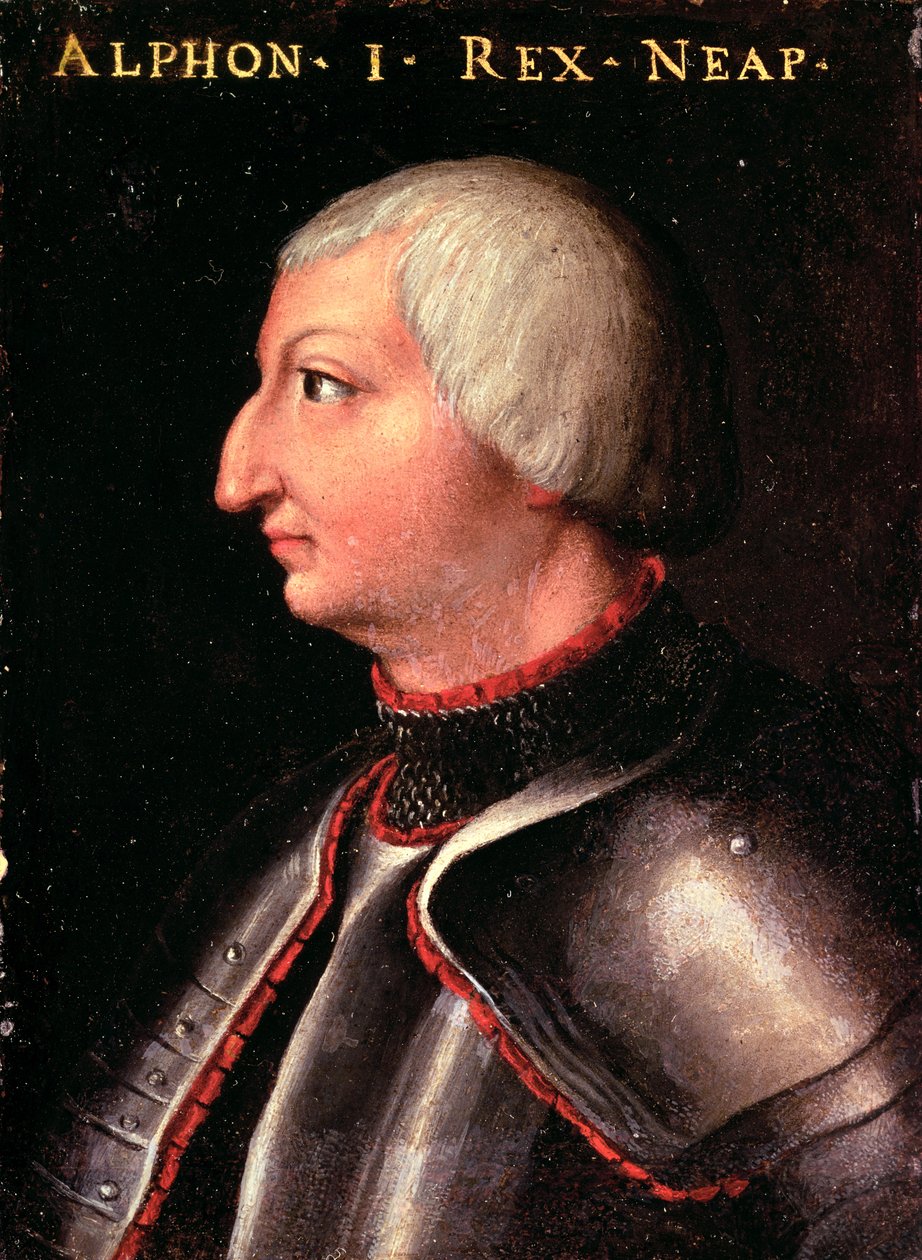 Alfonso V o &39;Magnânimo&39;, rei de Aragão, (Alfonso I de Nápoles e Sicília) (1396-1458) c.1450 (painel) de Neapolitan School