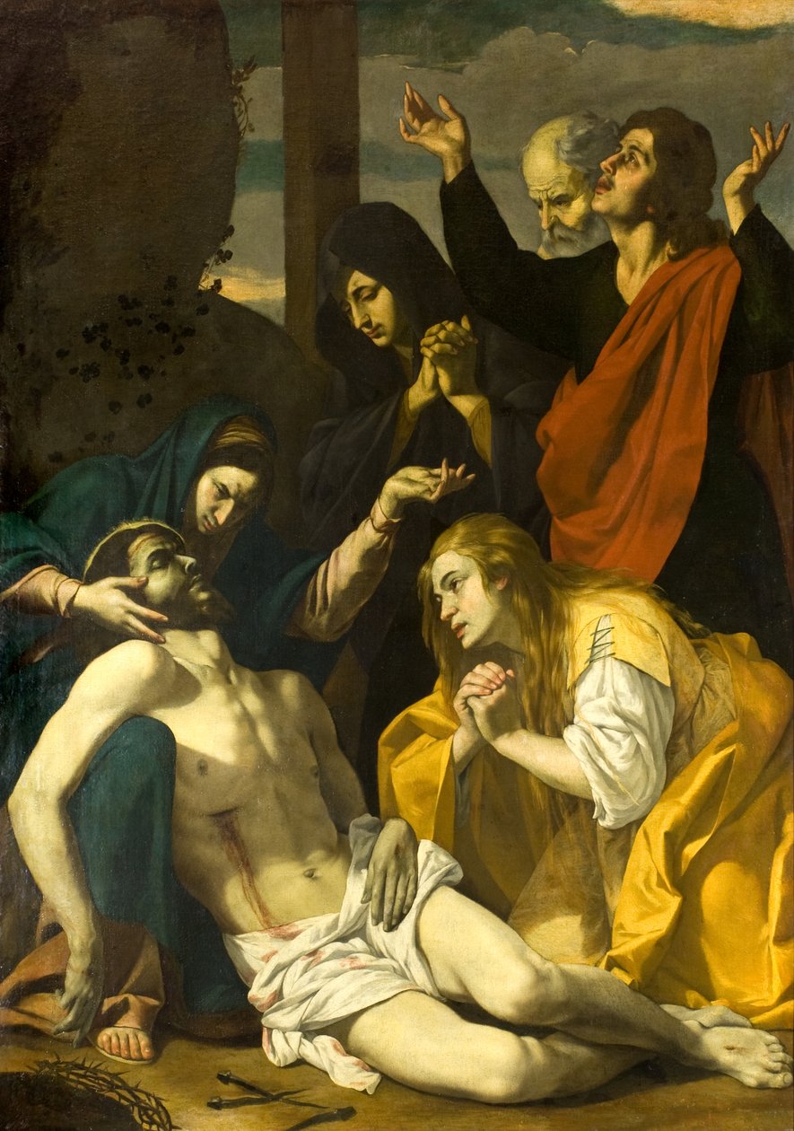 Lamentação sobre o Cristo Morto, c.1630-50 (óleo sobre tela) de Neapolitan School