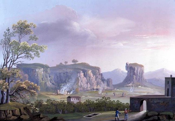 Nápoles: Solfataia (gouache) de Neapolitan School
