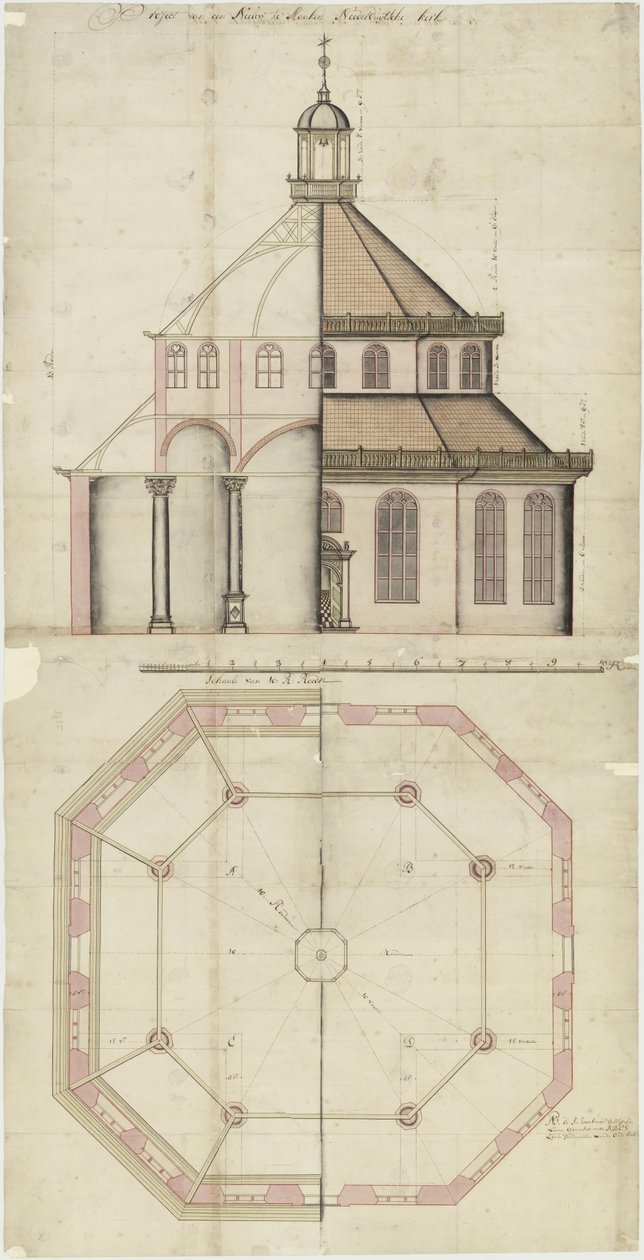 Plano de construção de uma igreja para ser fabricada em Batavia de Nederlands