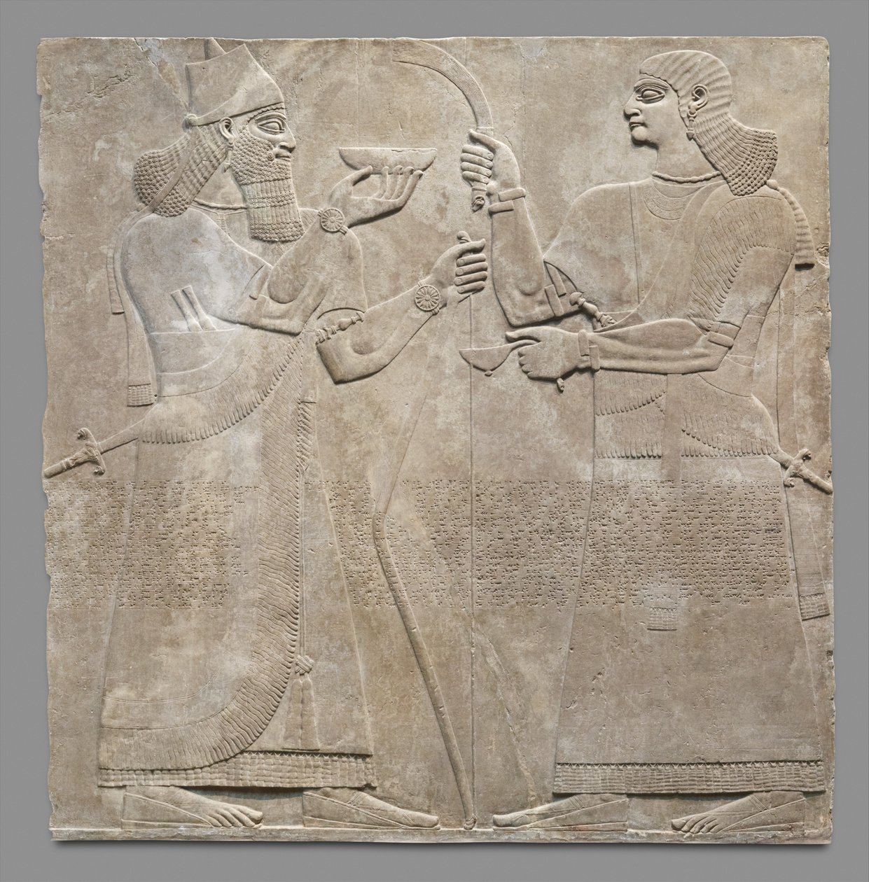Painel de alívio do rei e eunuco, c.883-59 aC (gipsita alabastro) de Neo Assyrian