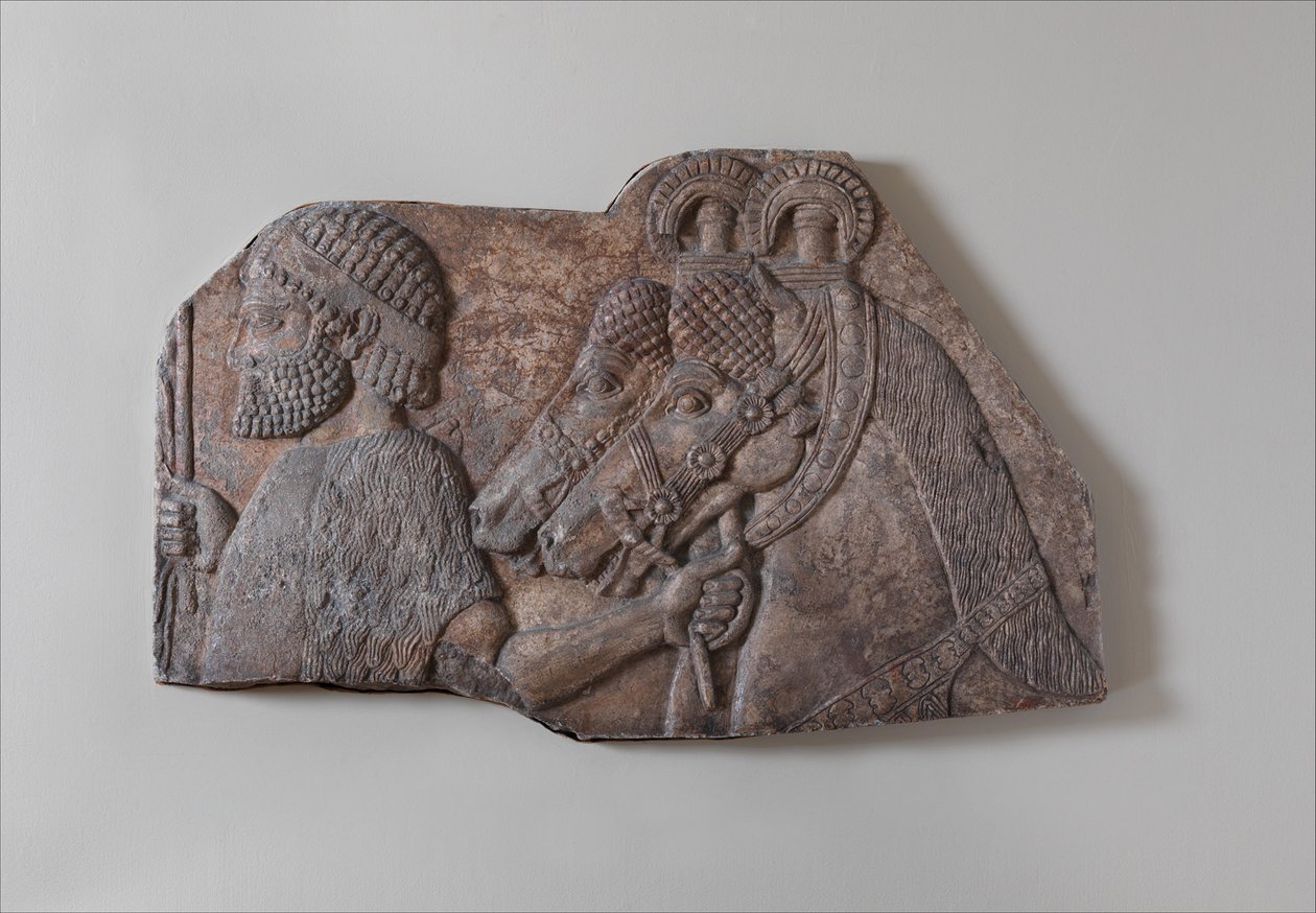 Noivo estrangeiro em procissão tributária, c.721-05 aC (gipsita alabastro) de Neo Assyrian Neo Assyrian