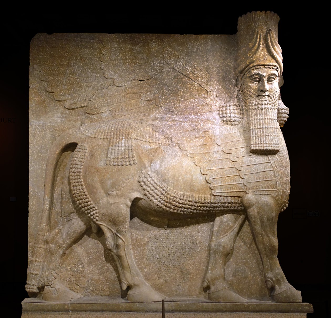 Touro alado da corte VIII no palácio do rei Sargão II, Khorsabad, 721-705 AC (gypsum?) de Neo Assyrian Neo Assyrian