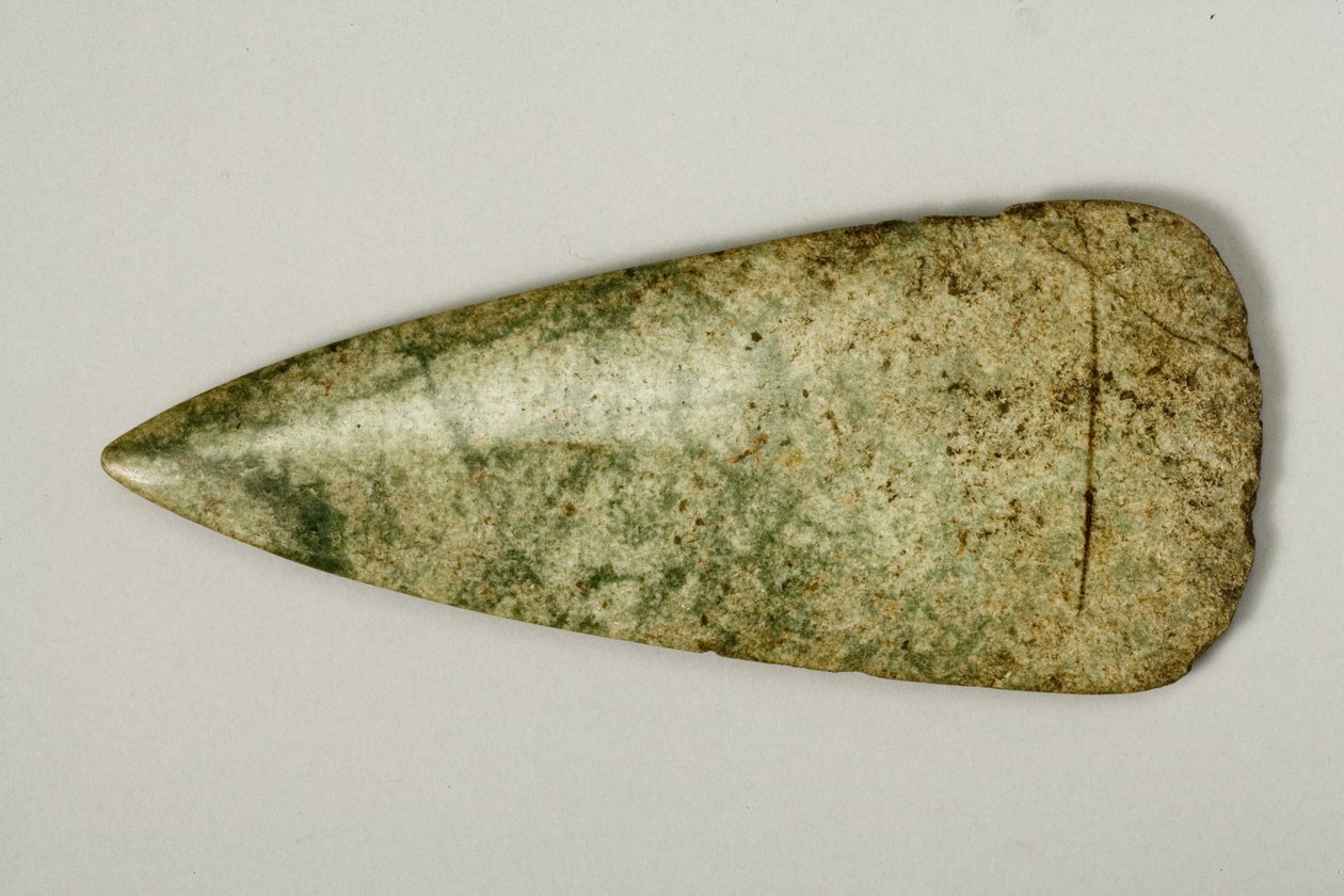 Cabeça de machado, 4500-2500 aC (pedra verde polida) (ver 270530 para verso) de Neolithic