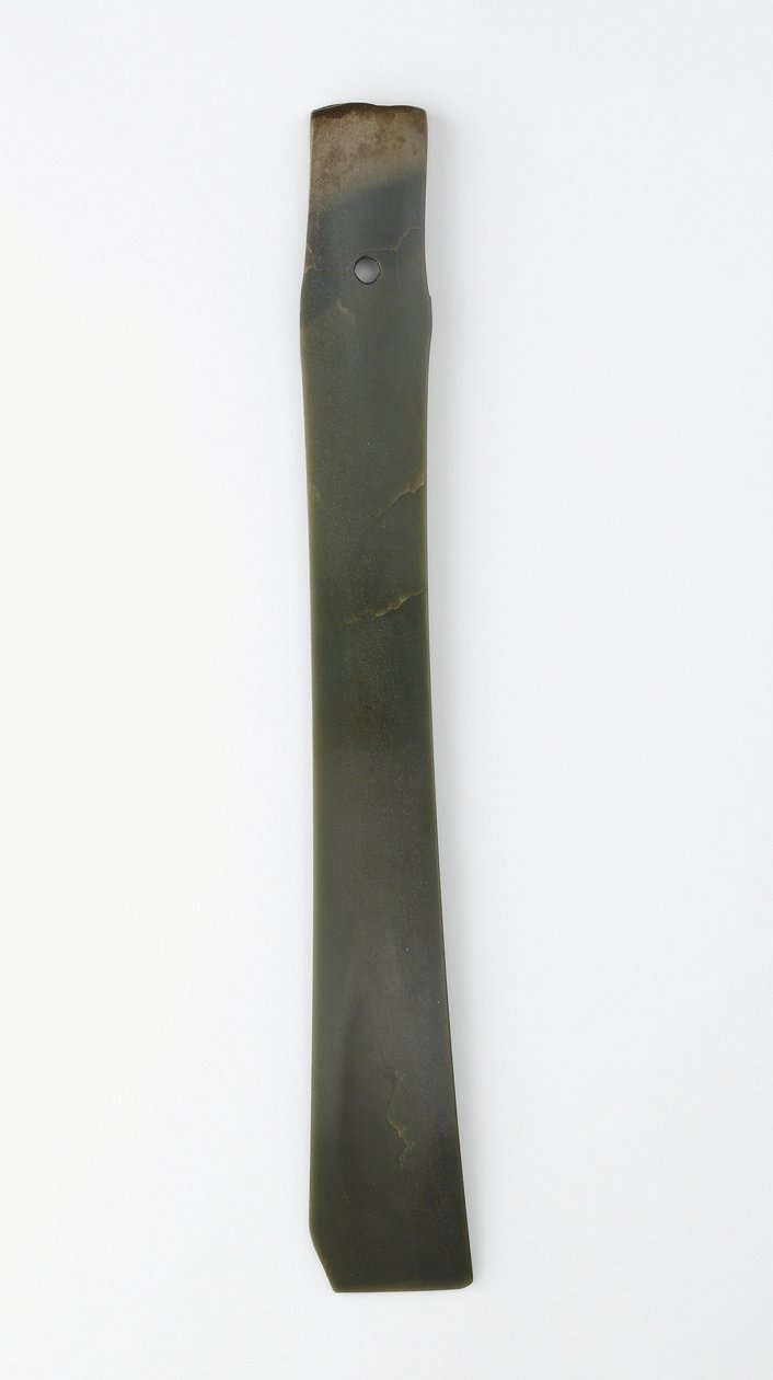 Formão bifurcado (zhang) Cultura de Qijia (jade (nefrite)) de Neolithic Period Chinese School