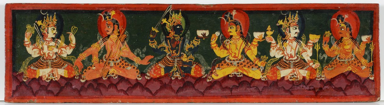 Capa do livro de um manuscrito de Shaiva (wc opaca na madeira) de Nepalese School