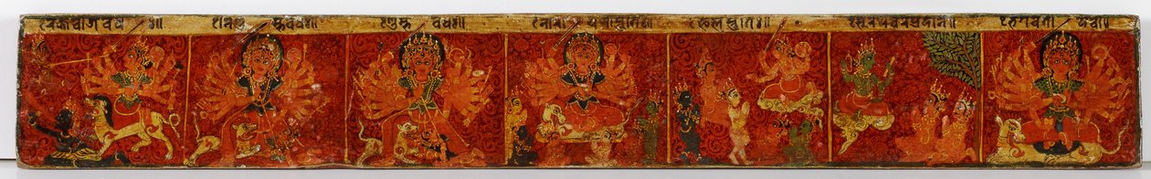 Capa do manuscrito Devimahatmya (wc opaca na madeira) de Nepalese School