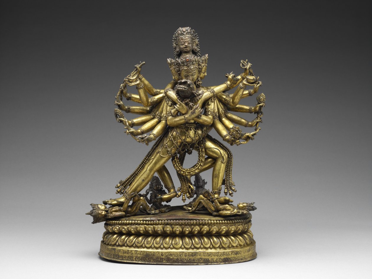 Shastradhara (Portador de Arma) Hevajra, c. 1531 (cobre dourado e pigmento) de Nepalese School