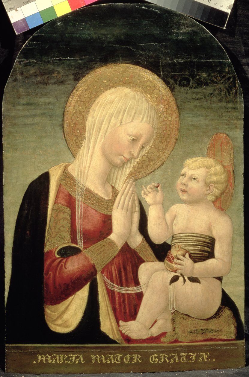 Madonna and Child with Pomegranate (tempera no painel) de Neri di Bicci