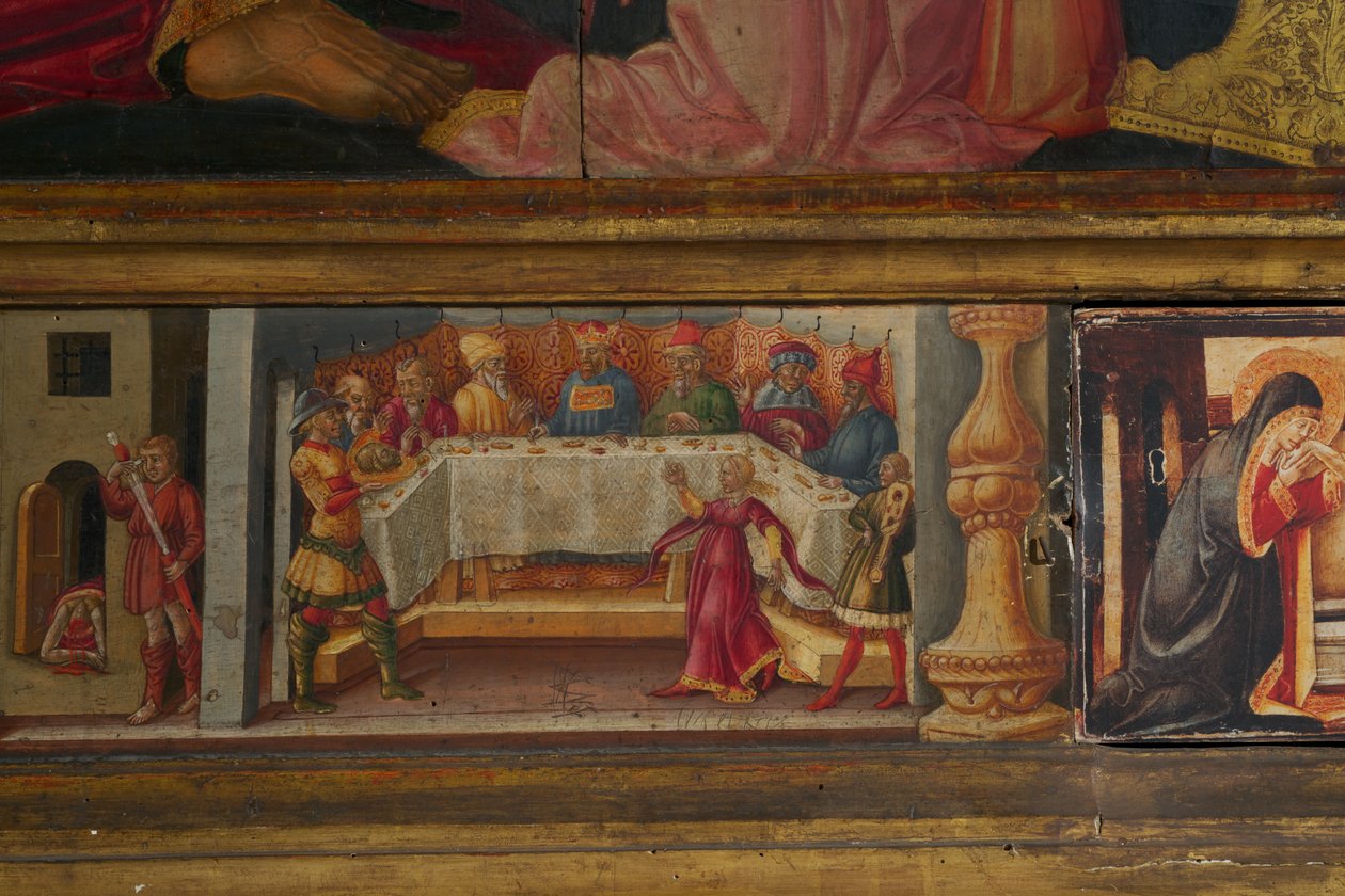 Detalhe da Coroação da Virgem (tempera na madeira) de Neri di Bicci