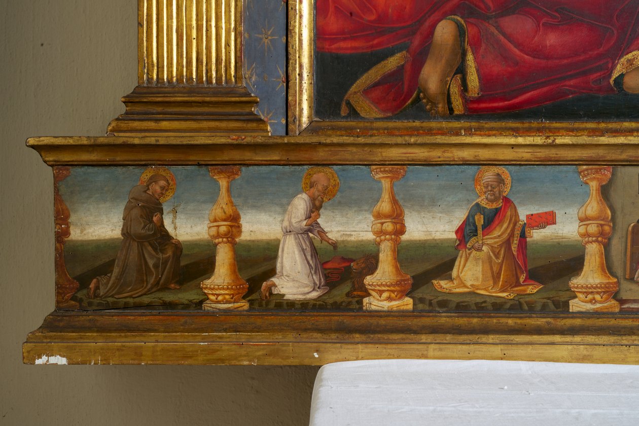 Detalhe da Coroação da Virgem (tempera na madeira) de Neri di Bicci