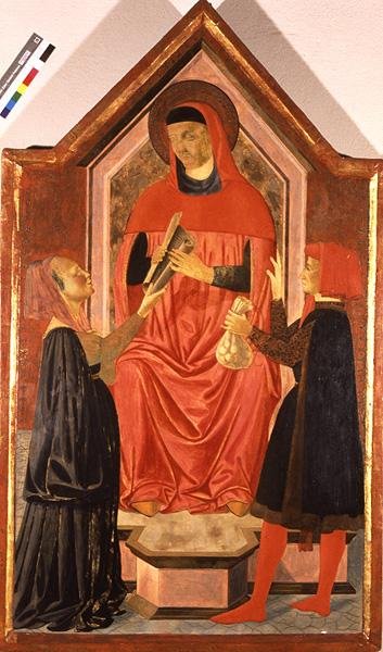 St. Ivo Passes Judgement (tempera no painel) de Neri di Bicci