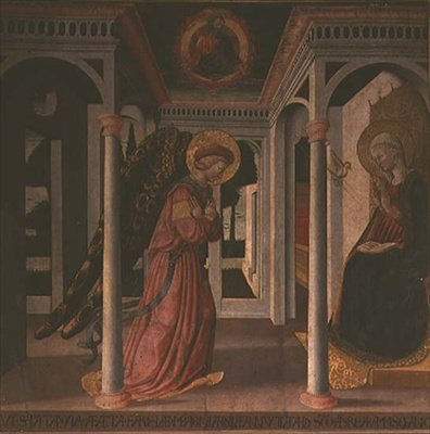 A Anunciação (tempera no painel) de Neri di Bicci