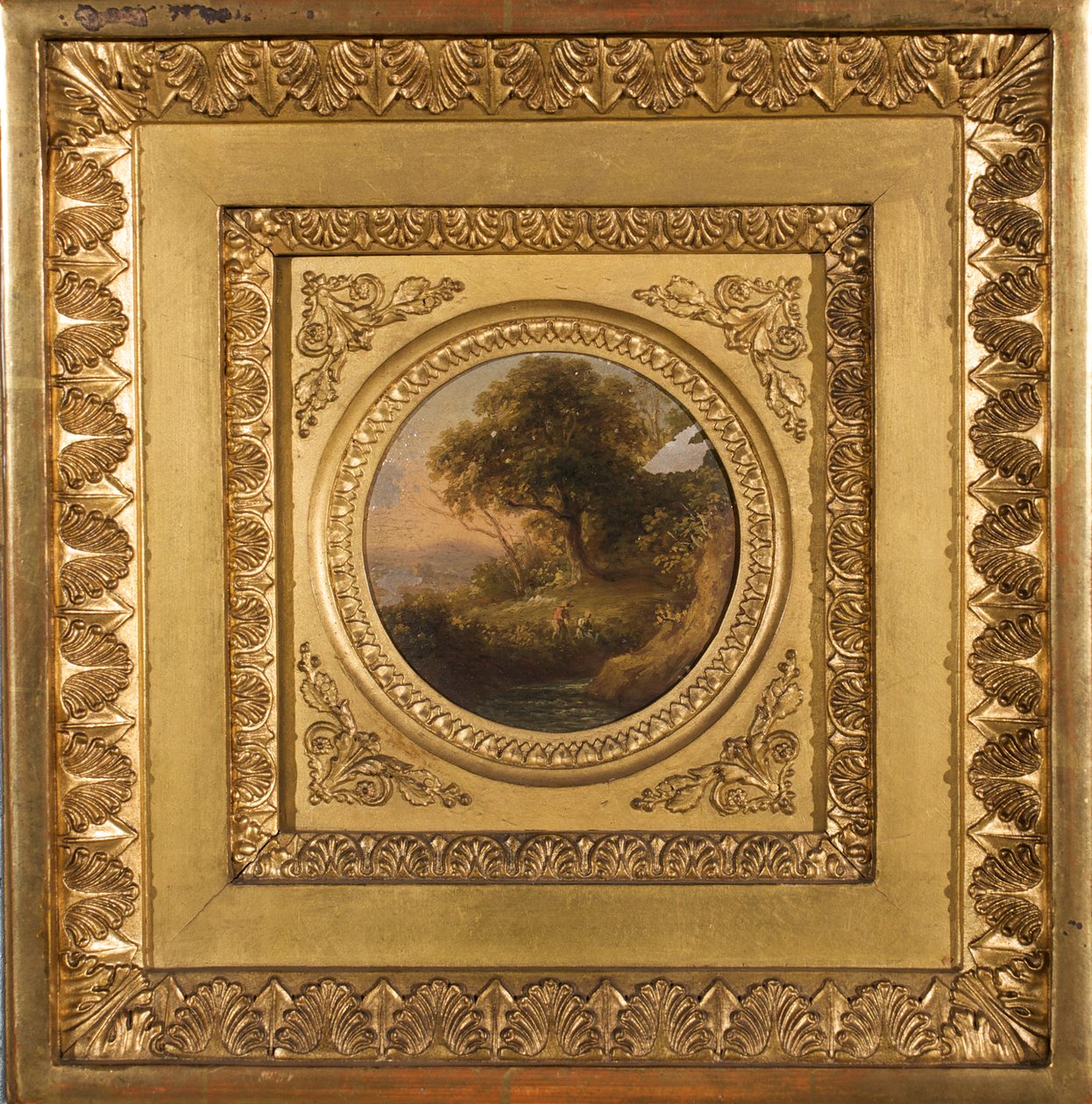 Paisagem das árvores com Figural Staffage de Leopold Blonder