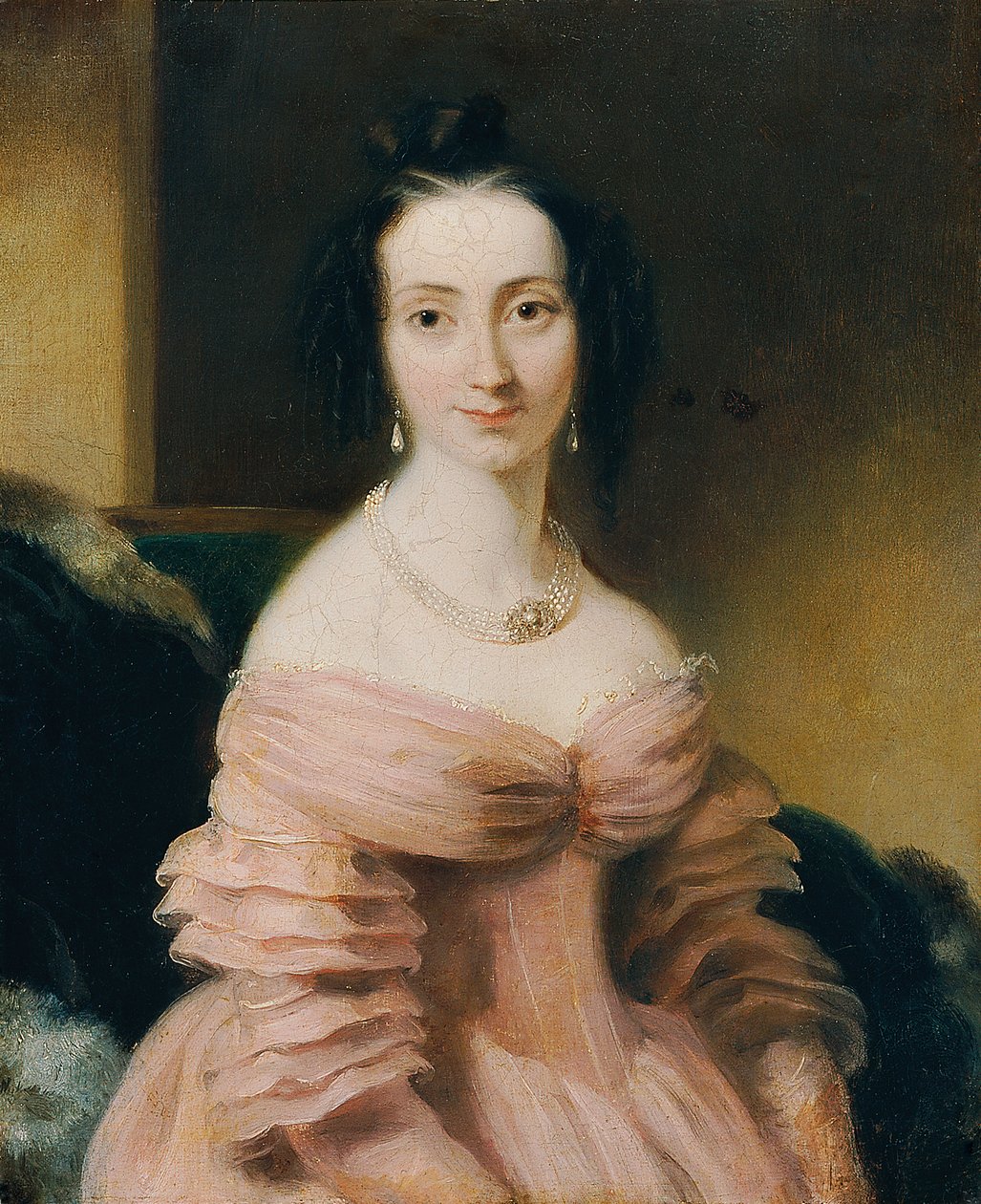 Senhora em um vestido bordô de Leopold Blonder