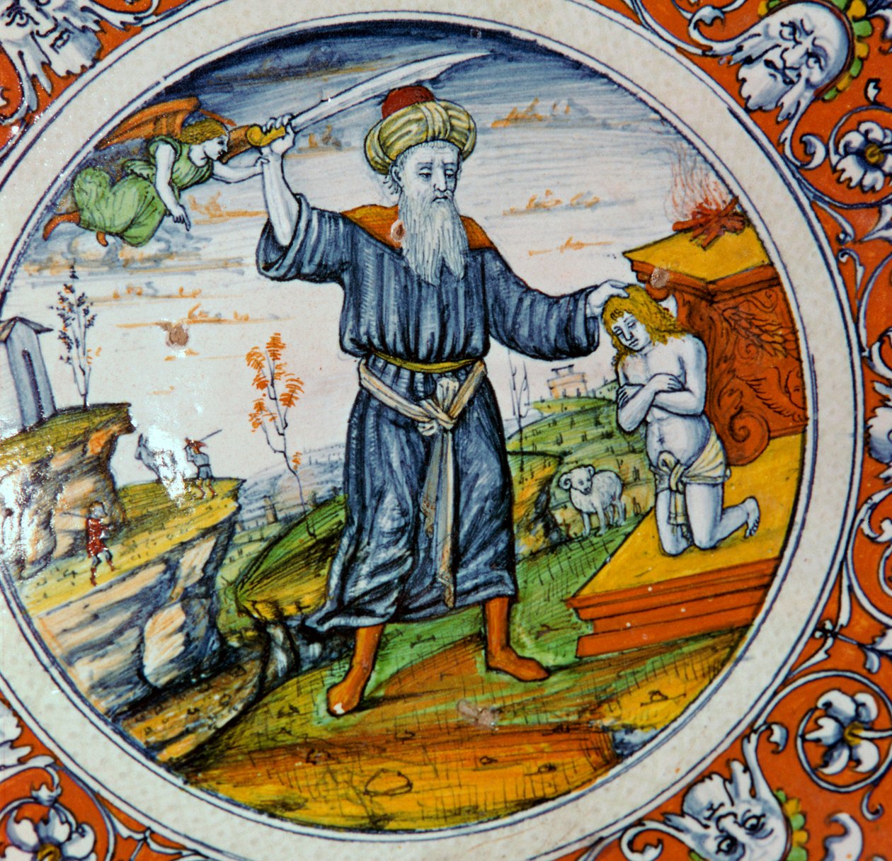 Prato mostrando o sacrifício de Isaac, século 16 de Nessus Painter