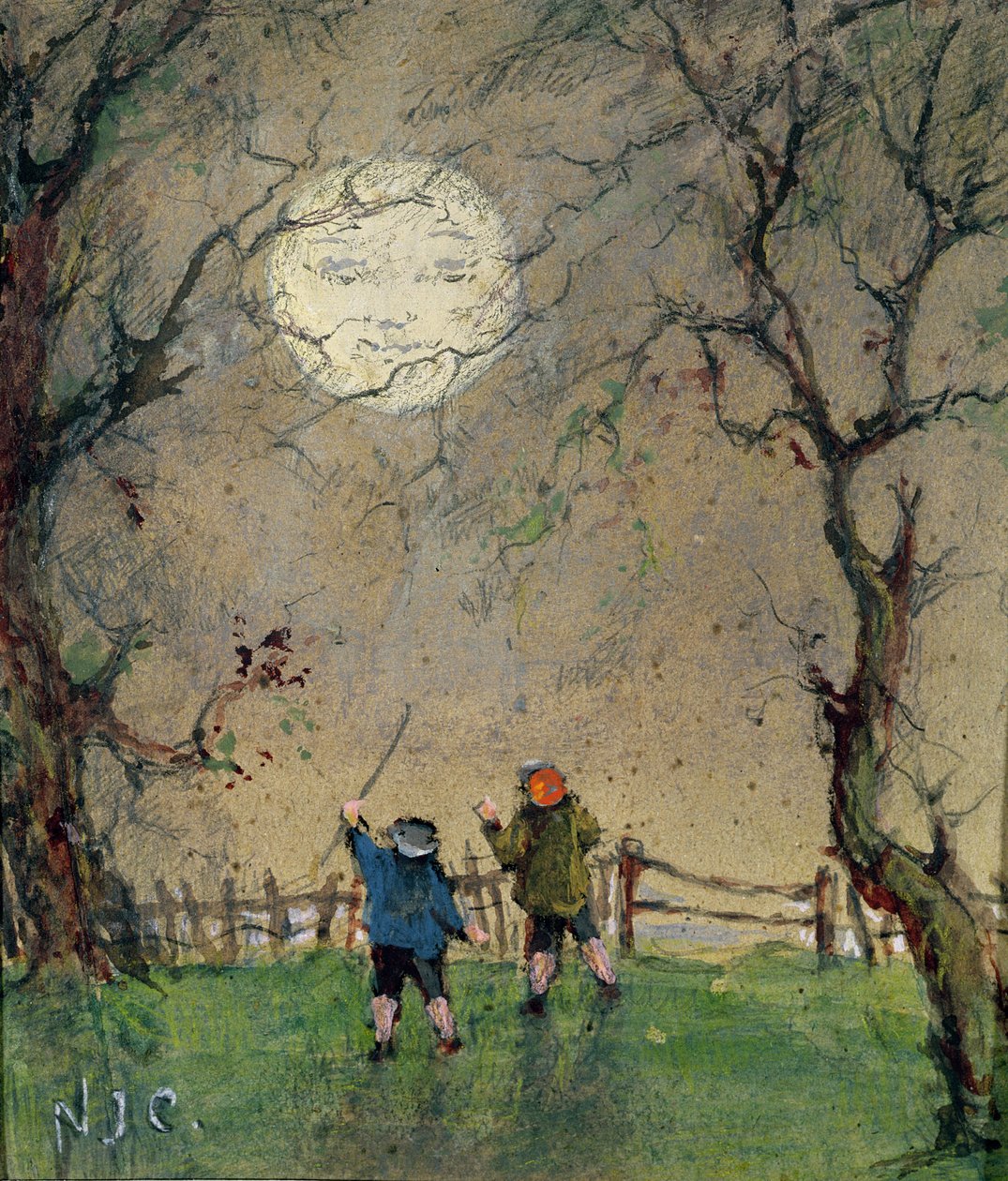 O Homem na Lua (aguarela sobre papel) de Nesta Jennings Campbell