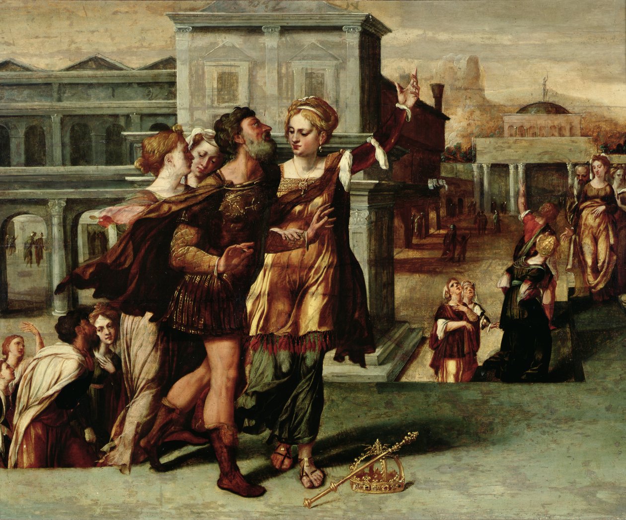 Augusto (63-14 aC) e Tiburtina Sibila, c.1540-50 de Netherlandish School