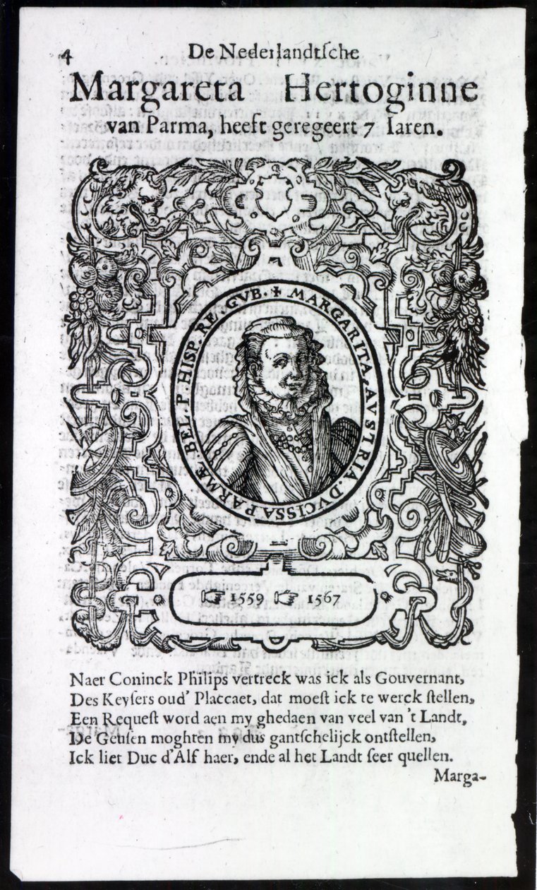 Margarida de Parma, governadora dos Países Baixos (imprimir) de Netherlandish School