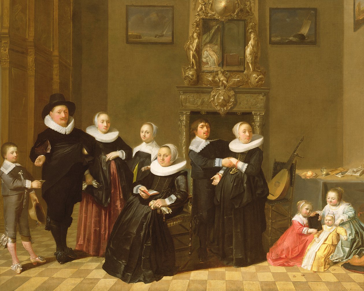 A família de um Stadhouder em um interior elegante, 1635 de Netherlandish School