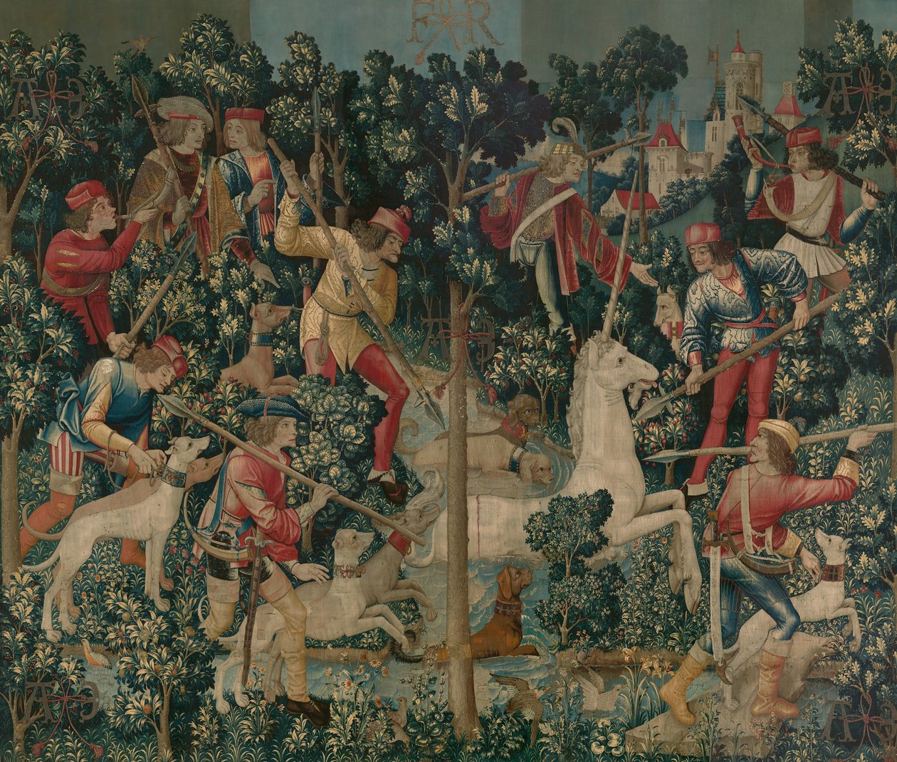 O unicórnio é atacado, c.1500 de Netherlandish School