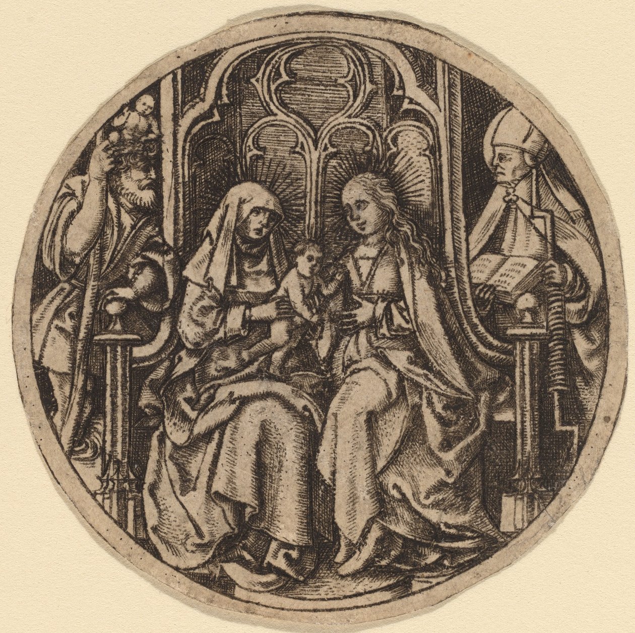 Madonna e Criança com Santos Christopher e Erasmus de Netherlandish 15th Century