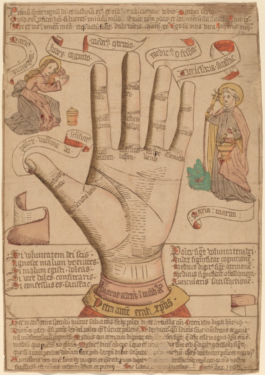 A mão como espelho da salvação de Netherlandish 15th Century