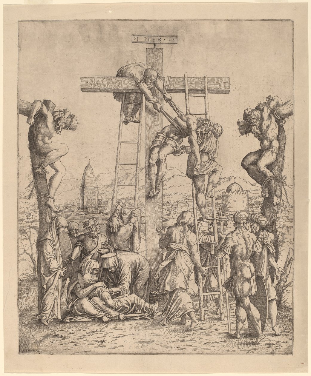 A descida da cruz de Netherlandish 16th Century after Andrea Mantegna