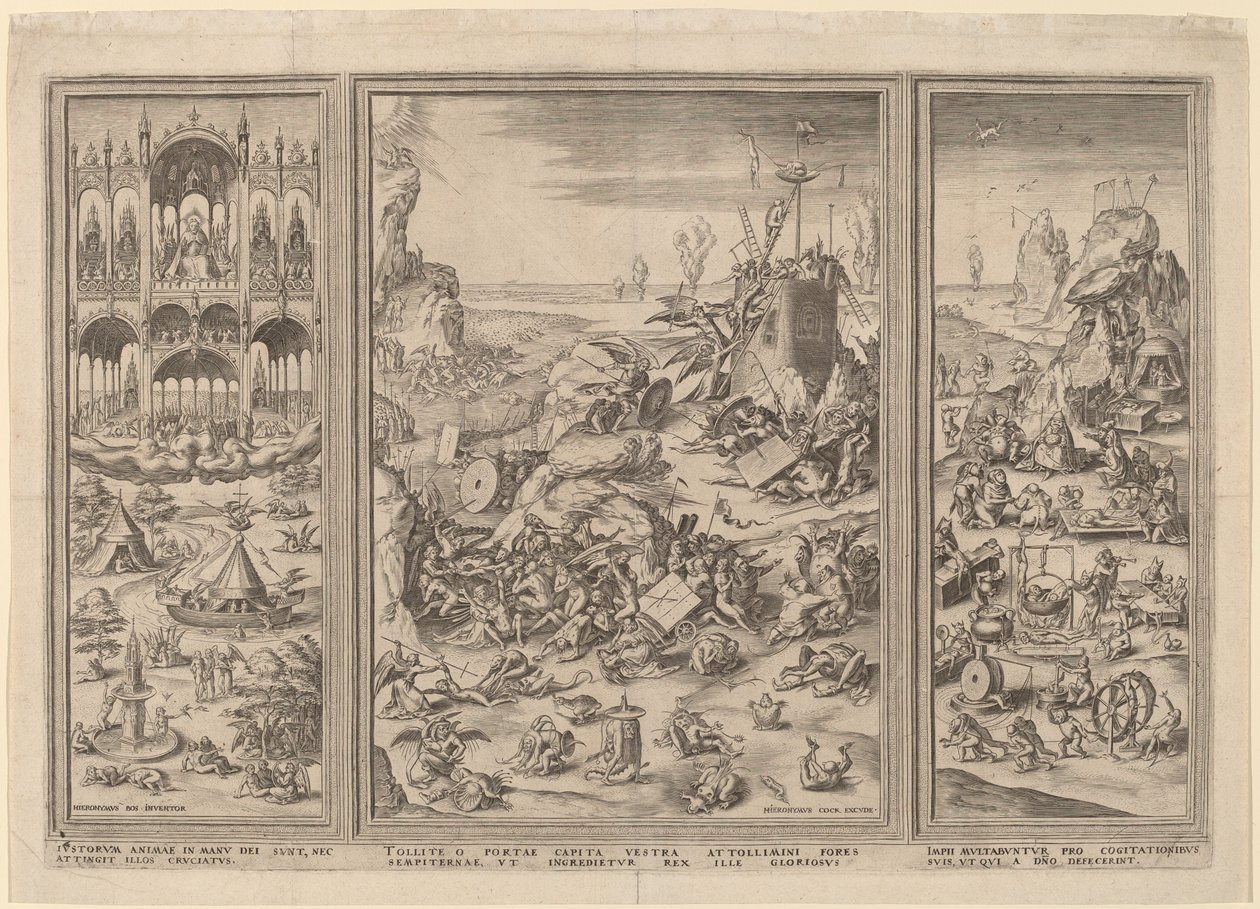 Tríptico O Juízo Final de Netherlandish 16th Century after Hieronymus Bosch, Hieronymus Cock