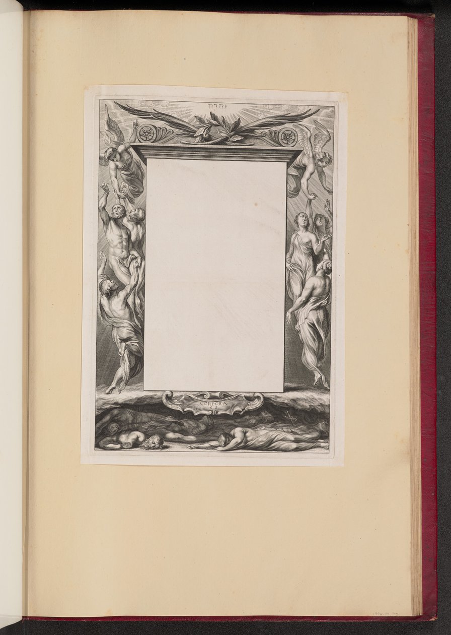 Ilustração de fronteira com o céu e o inferno "Corpora S.S." de Netherlandish 17th Century