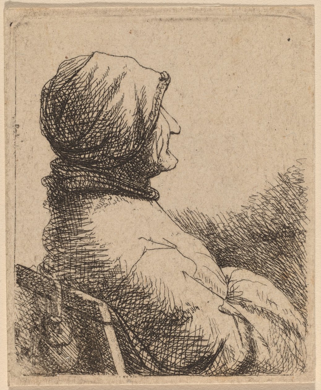 Busto de uma velha virada de perfil para a direita de Netherlandish 17th Century