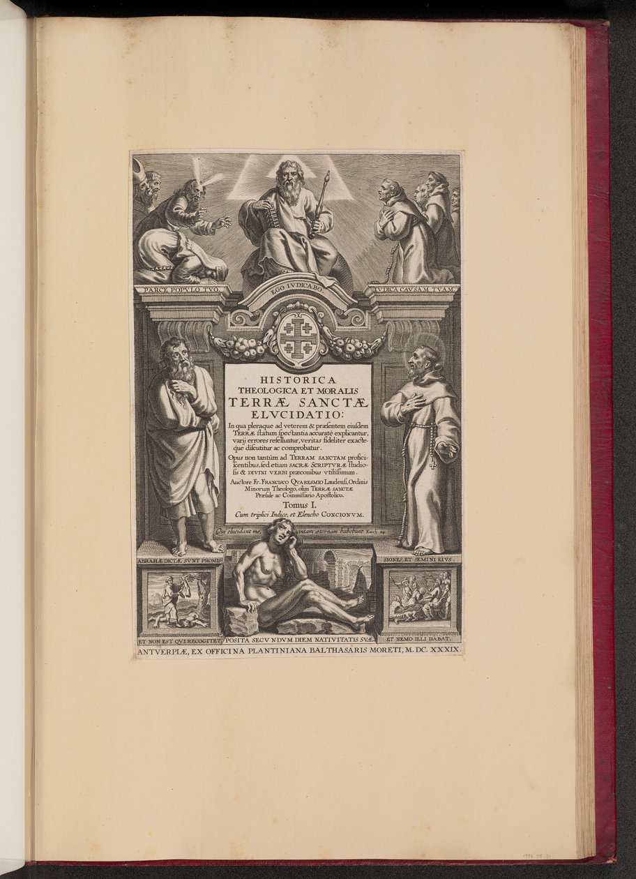 Página de rosto para Francis Aguilonius, A História Teológica e Moral Histórica da Terra Santa de Netherlandish 17th Century after Sir Peter Paul Rubens