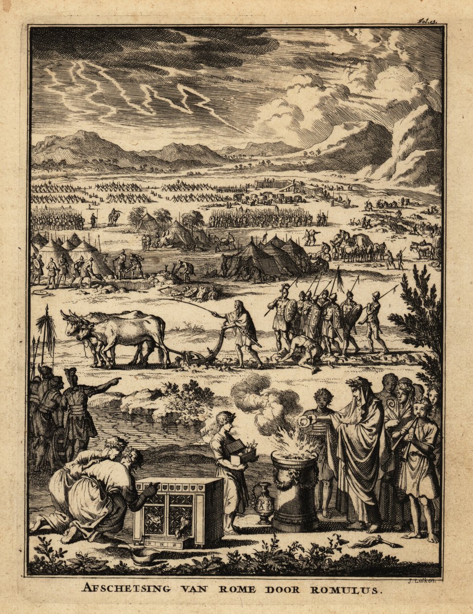 Um padre romano oferece um sacrifício aos deuses no edifício de de Netherlandish School