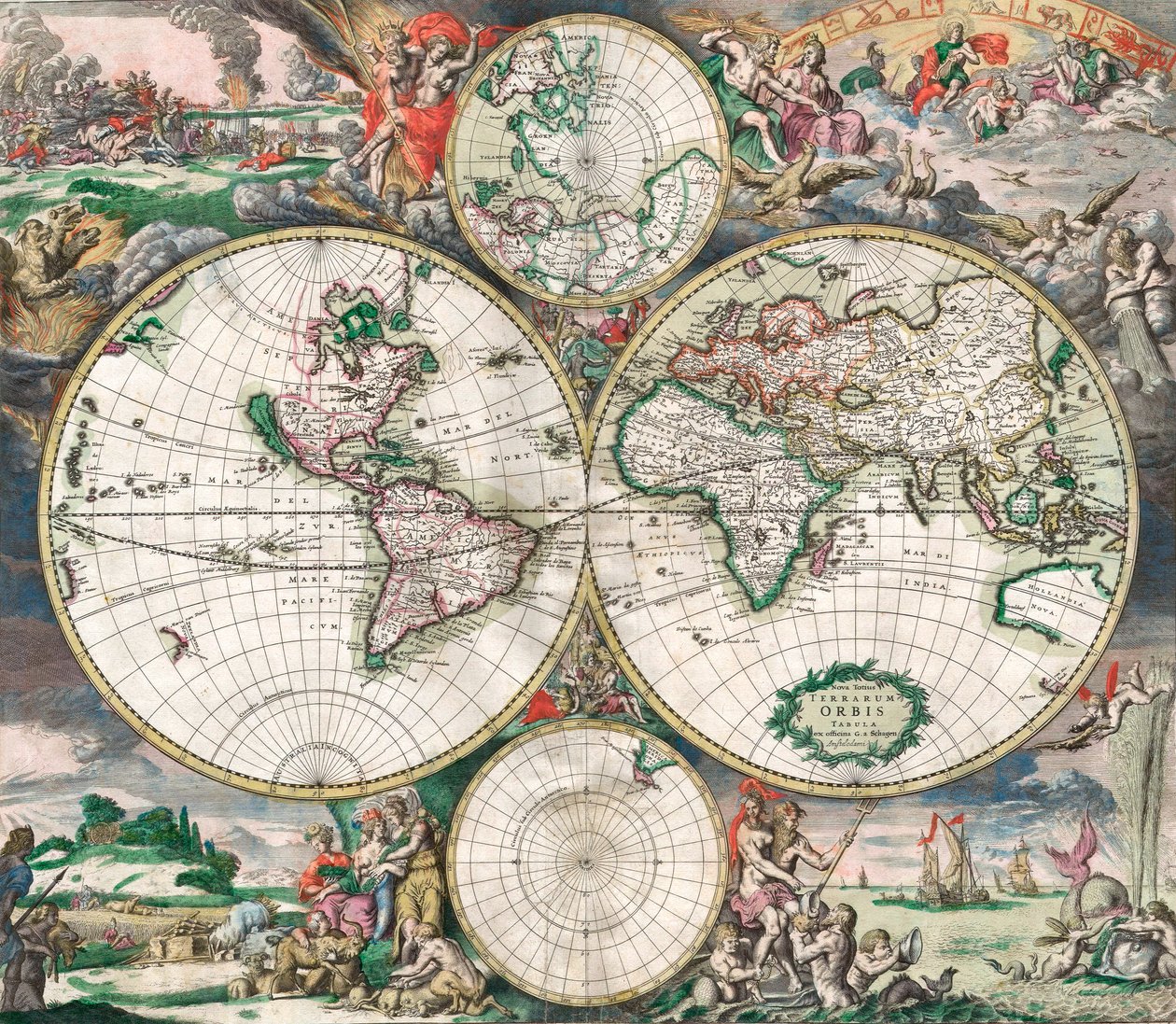 Mapa do Mundo Holandês Antigo de Netherlandish School