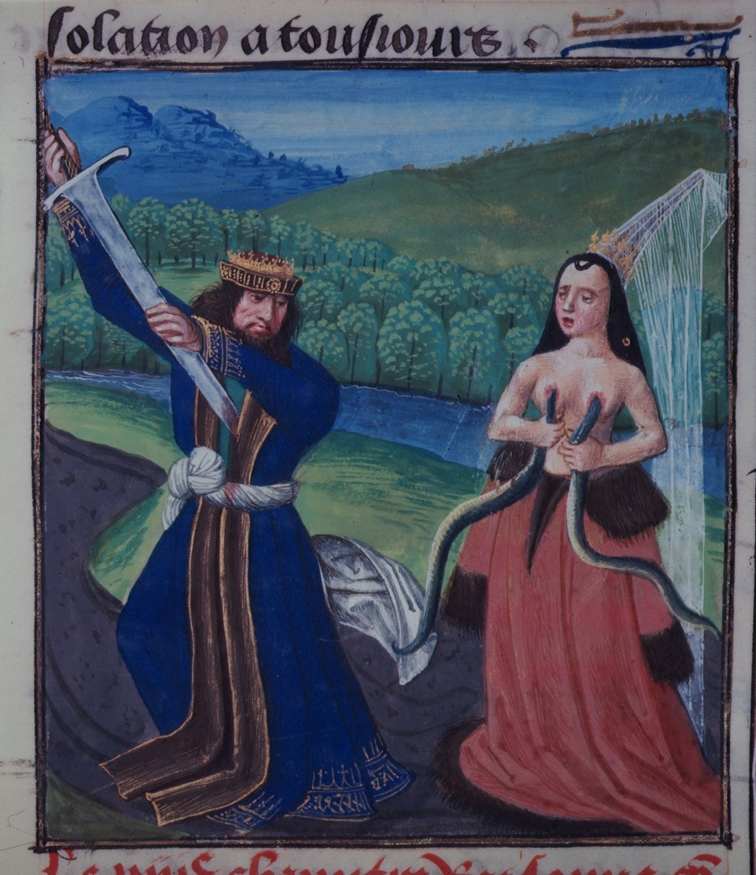 Morte de Antônio e Cleópatra, c.1470 (pergaminho) de Netherlandish School