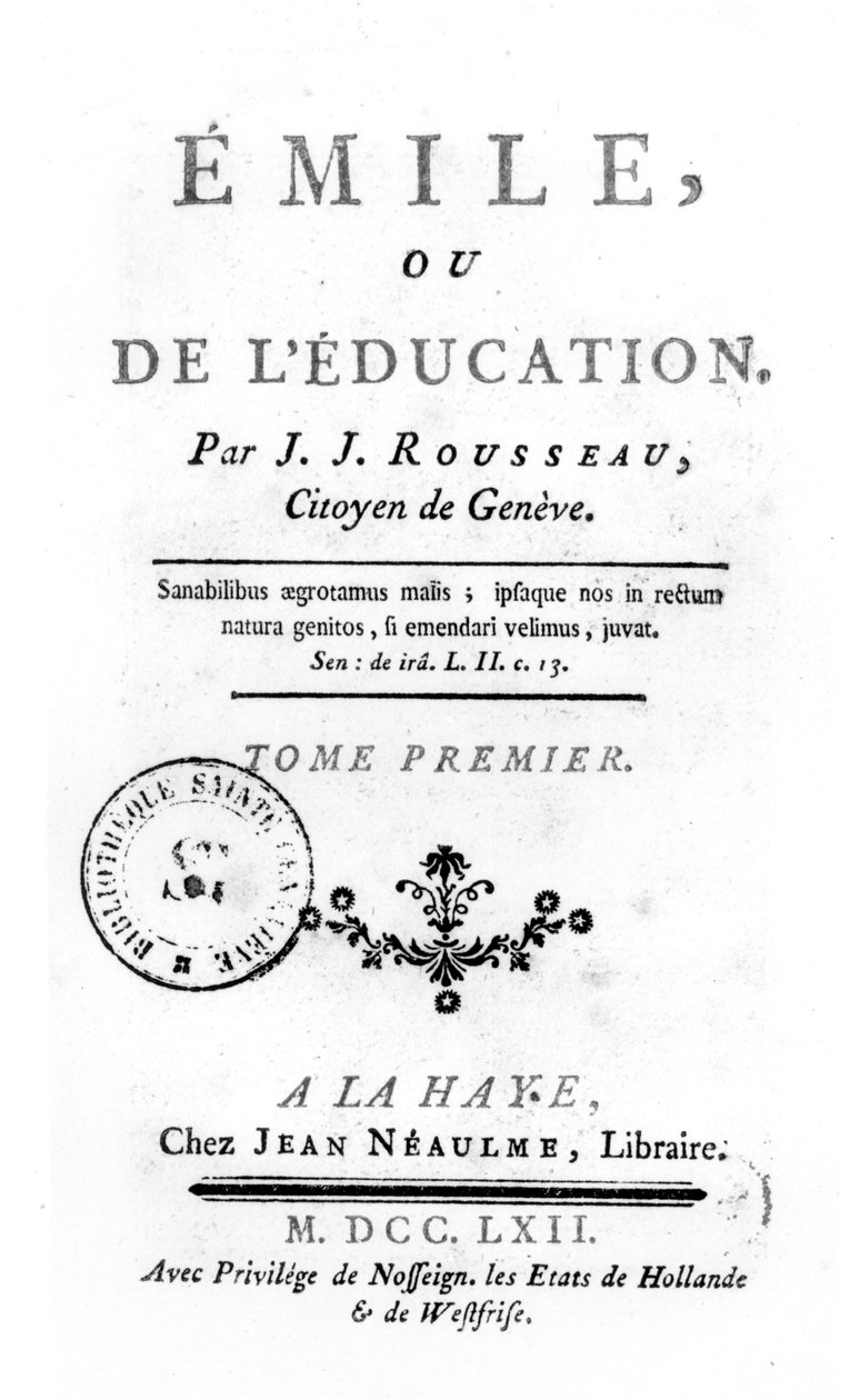 Frontispício de Emile por Jean-Jacques Rousseau, 1762 de Netherlandish School