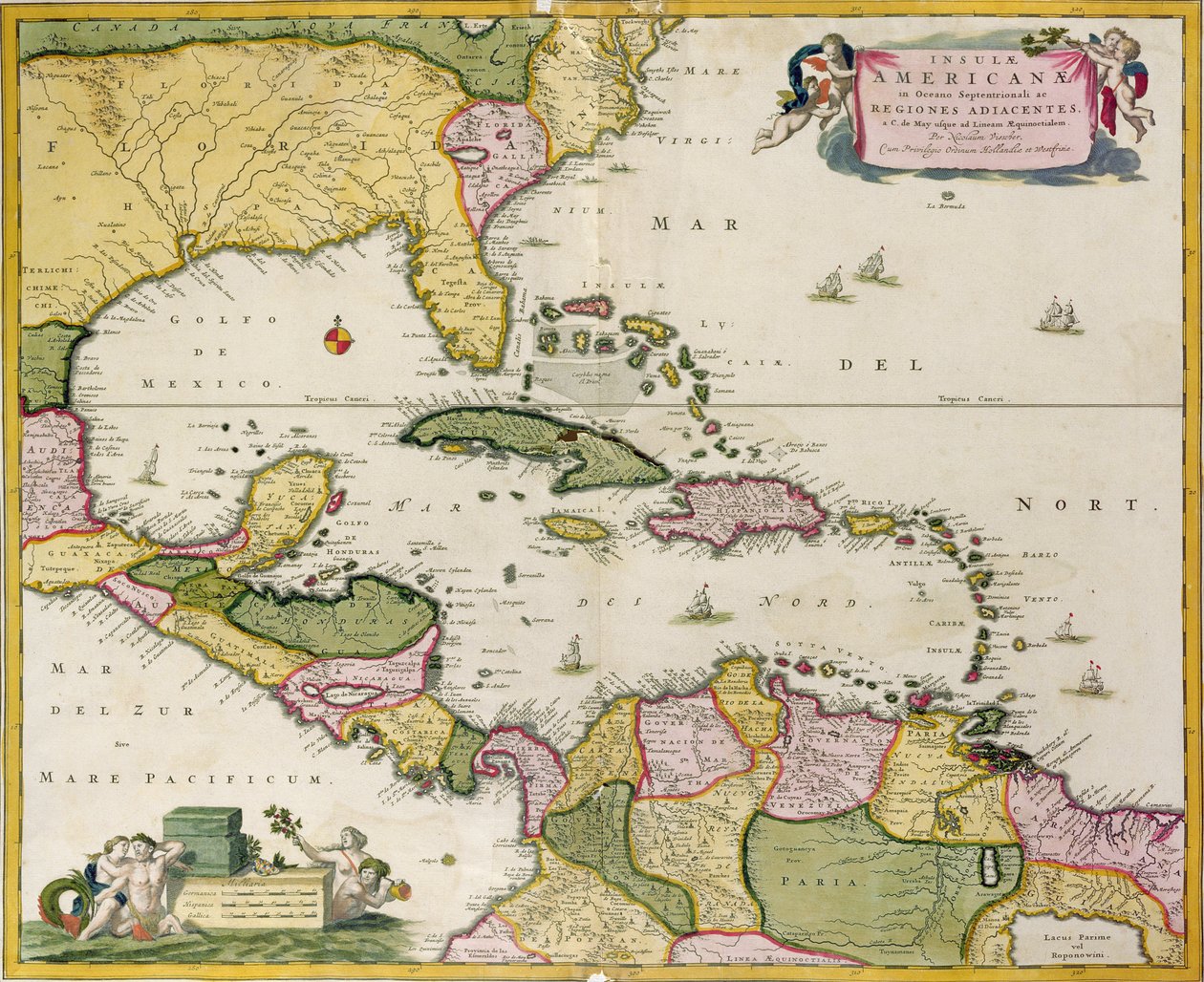 Mapa da América Central de Netherlandish School