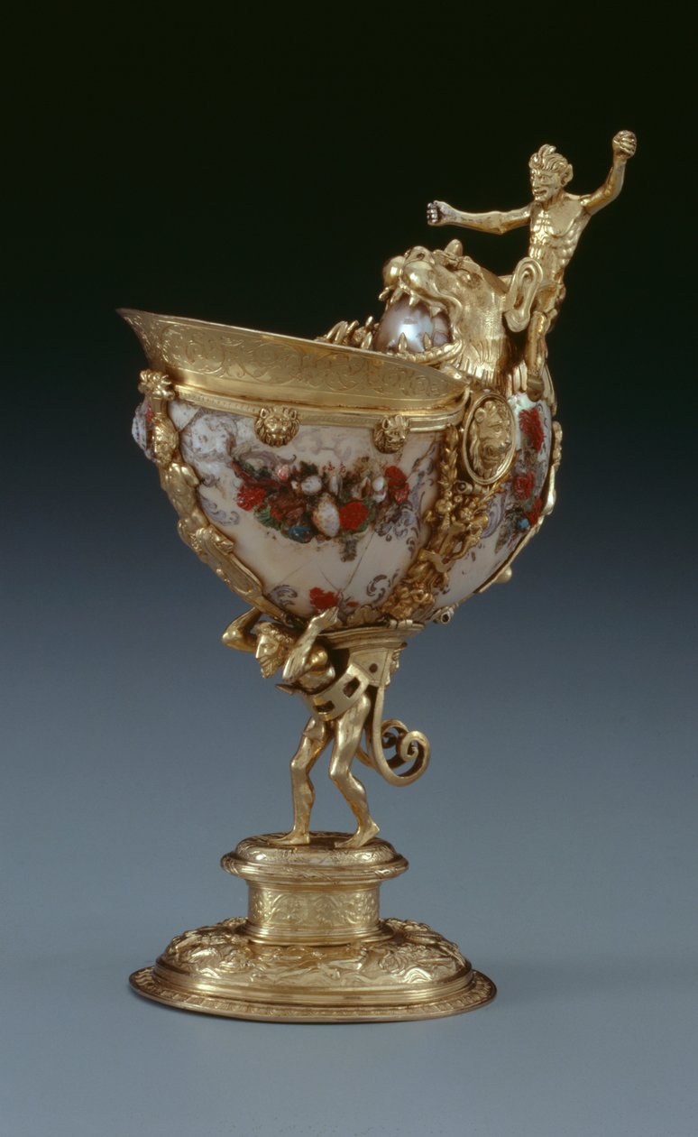 Taça Nautilus, c.1560 (prata banhada a ouro, nautilus e madrepérola pintada) de Netherlandish School