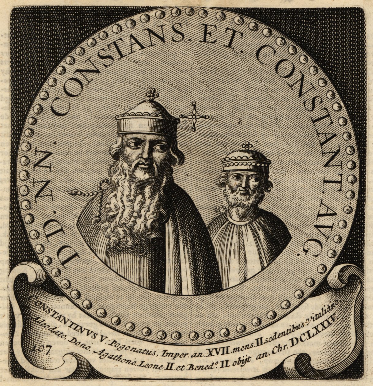 Retrato dos imperadores bizantinos Constans II e Constantino IV. de Netherlandish School